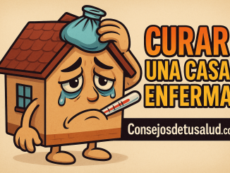 imagen de una casa enferma. La casa tiene un termometro en la boca, los ojos tienen lagrimas, y con la mano derecha la casa esta agarrando una bolsa de hielo en la parte derecha del techo.
