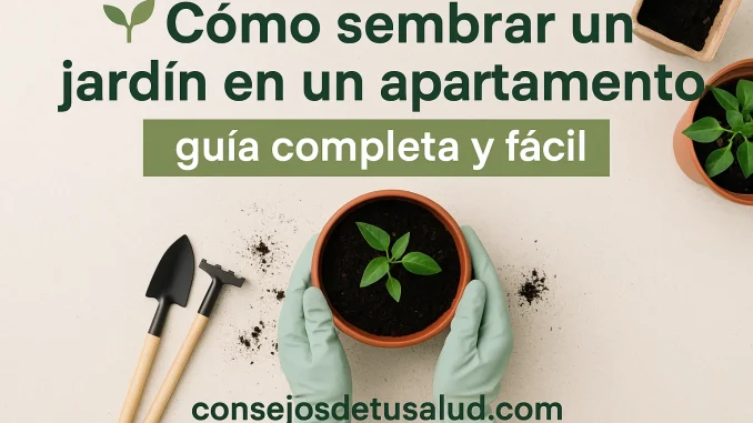 Sembrarjardin imagen de una persona con una maceta y utencilios para sembrar plantas dentro del hogar