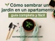 imagen de una persona con una maceta y utencilios para sembrar plantas dentro del hogar