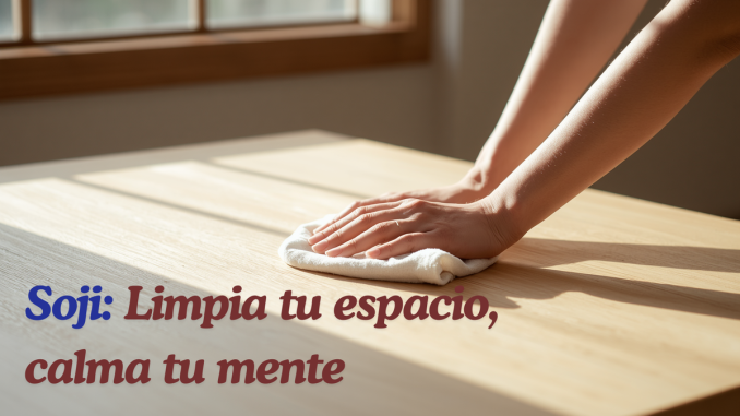 Primer plano de un paño de lino representando el ritual Soji de limpieza consciente.